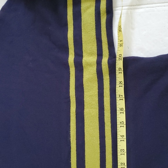 Anthropologie Batwing Sweater Size L Navy Blue Greenish Yellow Stripes LS - Picture 9 of 14